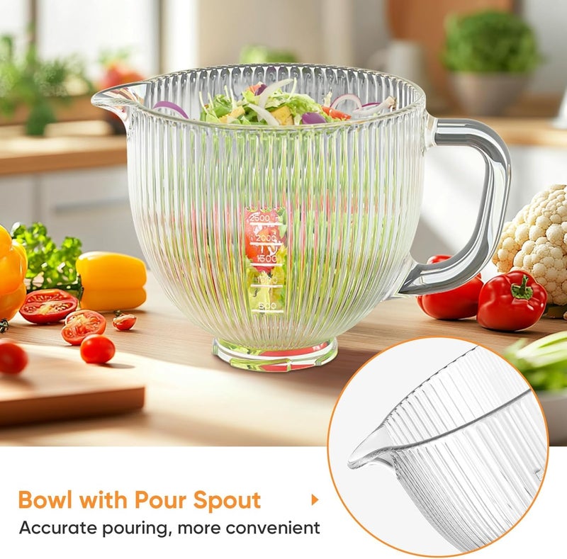 Cofun Glass Mixer Bowl for Kitchenaid Tilt-Head Stand Mixers 4.5-5 Quart, 5 qt Mixing Bowl Replacement for Kitchen aid with Measurement Markings,Handle - Image 5